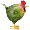 Green metal rooster - rustic decoration for home and garden