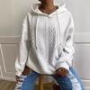 Spring Women's Fashionable Pocket Solid Color Hooded Sweater Top Women's Long Sleeved Sweater