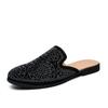 Summer Men Shoes Casual Brand Half Shoes Men Loafers Rhinestones Leather Half Slipper Breathable Slip On Lazy Flat Men Moccasins