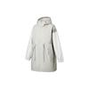 Hooded Loose Long Zipper Design Windbreaker Women Outerwear Moonlight-Gray Milk-White AFDT118-1