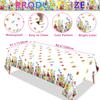 4 Pack Summer Floral Plastic Tablecloth Watercolor Wild Flowers Table Cover Spring Disposable Plastic Tablecloth Picnic Table Cloth Flower Party