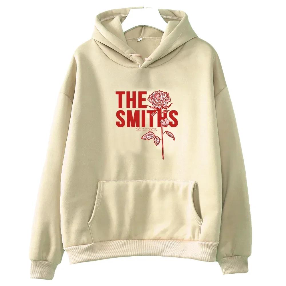 The Smiths Red Rose Print Hoodies Grunge Streetwear Pullovers Winter Women/Men Sweatshirts Casual Sudaderas Fleece Clothing