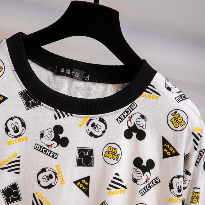 Свитшот оверсайз с круглым вырезом и принтом Микки в корейском стиле 2025 года - женский топ с длинным рукавом для весны и осени