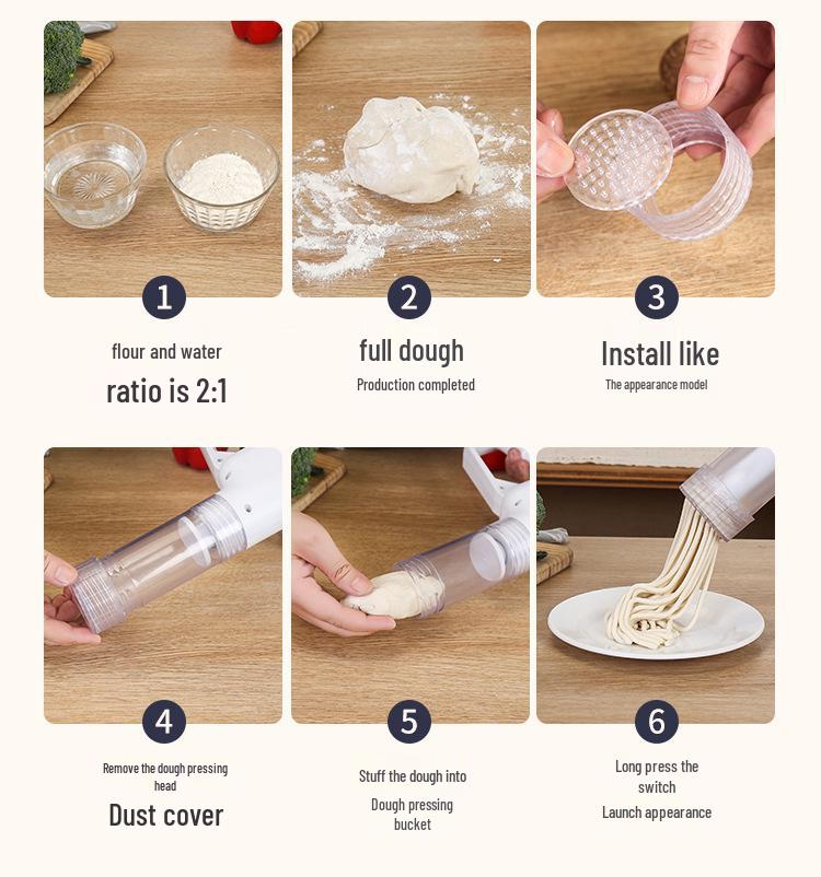 Портативная беспроводная автоматическая лапшерезка: Компактный электрический пресс для теста для легкой домашней лапши