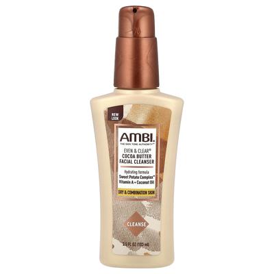 AMBI, Even & Clear®, очищающее средство для лица с маслом какао, без отдушек, 3,5 жидких унций (103 мл)