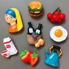 Cute Cartoon Magnets Room Decoration Hamburger Egg Milk Fridge Magnets  Decorating Fruit Magnetic Food Cherry Teapot Strawberry