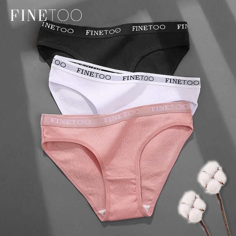 FINETOO New M-2XL Women Underpants Custom Letter Panties Breathable Cotton Underwear Ladies Briefs Casual Panty Female Lingerie