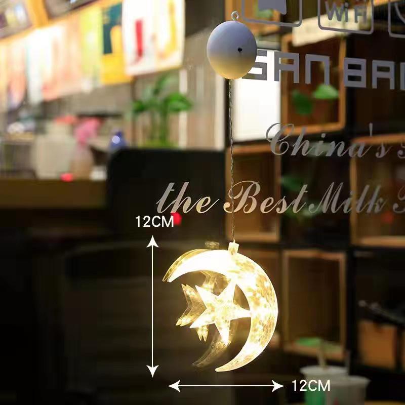 Светодиодные рождественские гирлянды на присосках для окон с елкой, Сантой, снеговиком и звездами