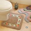 50X50Cm Rural U-Shaped Toilet Seat Cushion Cover, Toilet Water Absorbing Floor Mat, Door Mat, Waterproof and Anti Slip Foot Mat, Bathroom Carpet
