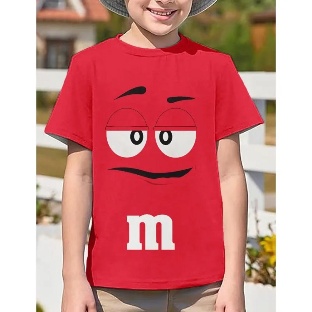 M&M Chocolate Bean Children's 3D Printed kids T-shirt Summer Innovative Fun Casual Soft Sleeves Sports Fashion High Quality Tees Boy girl clothes Tops