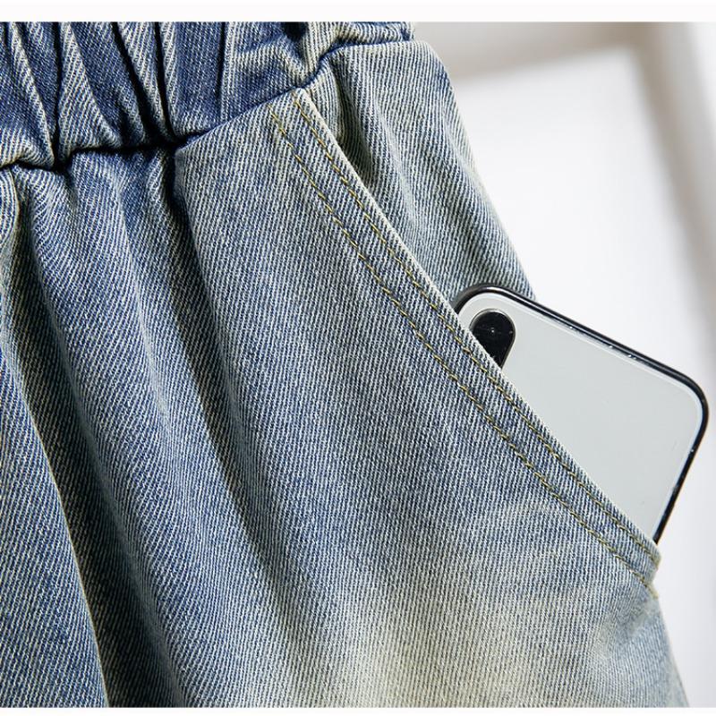 DIMANAF Большой размер 2025 Женские брюки Летние Свободные джинсы Длинные С высокой талией Базовые брюки Эластичная талия 5XL