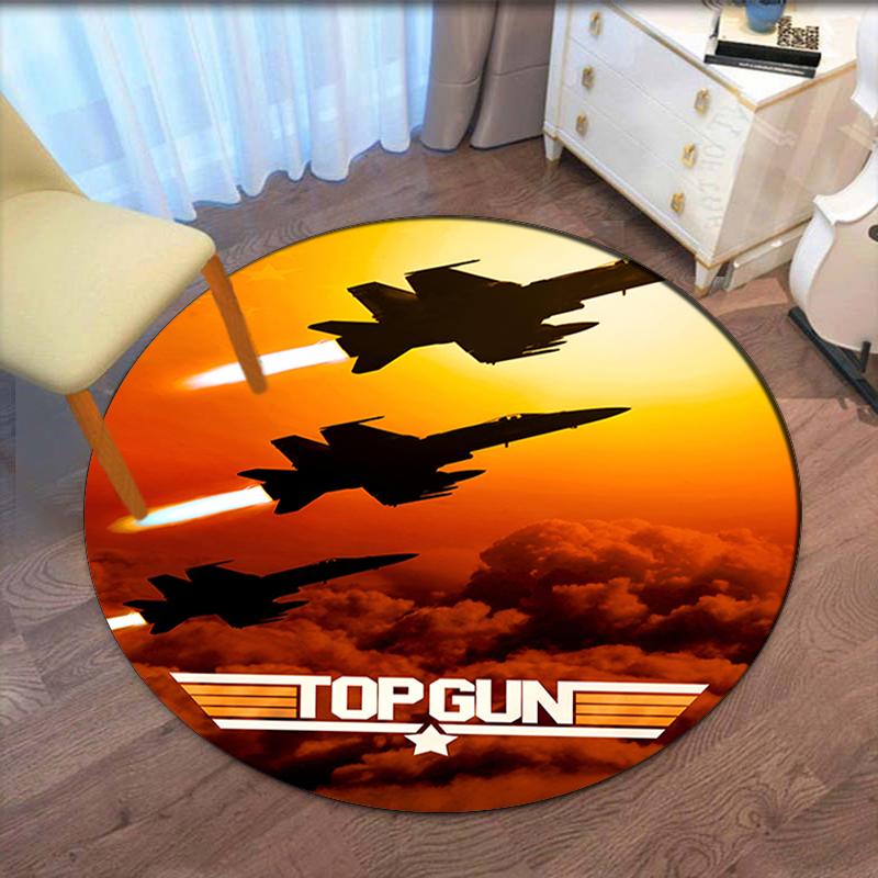 Top Gun Printed Round Rug Carpet Chair Rug Area Rug Entryway Doormats,for Office Chair Living Room Bedroom Kitchen Room.