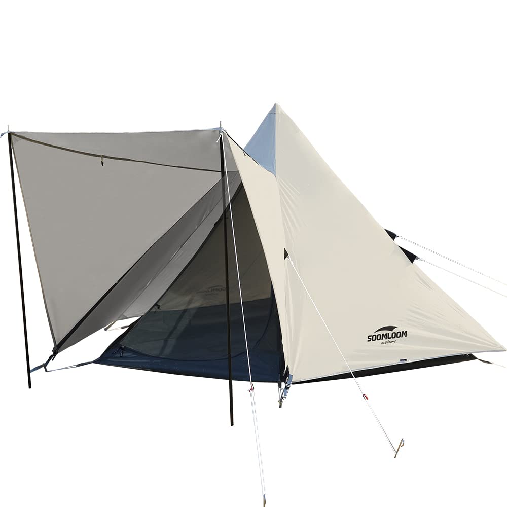 Soomloom Pristine S Person Single with Inner Suitable for Hiking 3-4 Tent, Pole, Tent, 315x275x170cm/280x240x170cm, Sunshade, Comfortable,