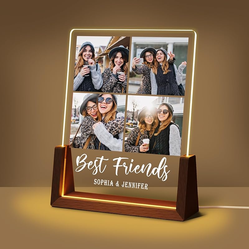 Персонализированные уникальные подарки на День матери для мамы и жены, подарки для мамы от дочери, сына и мужа, фоторамка из акрила с ночником и именем на фото,