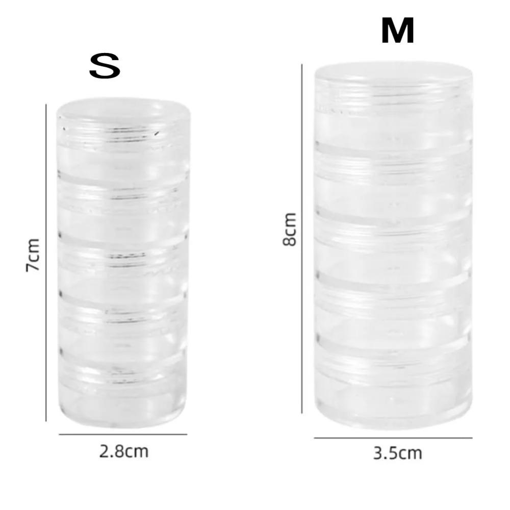 Round 5 Layer Clear Stackable Bead Storage Jars Cosmetic Storage Box Art Craft Accessory Organizer For Jewelry Beads Buttons