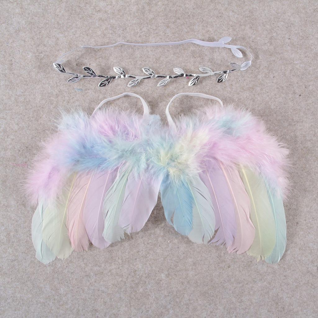 Feather Angel Rhinestone Headband Set Baby Chiffon Flower Headband Hair Accessories Newborn Po Prop Costume