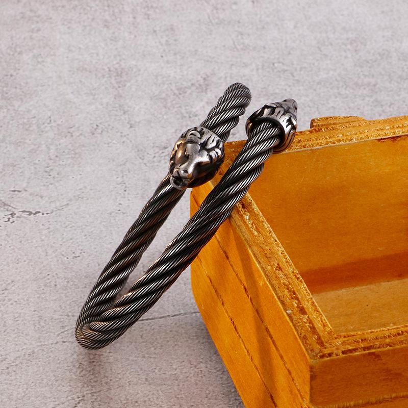 Модный мужской браслет Лев Браслет Браслет из титановой стальной проволоки 