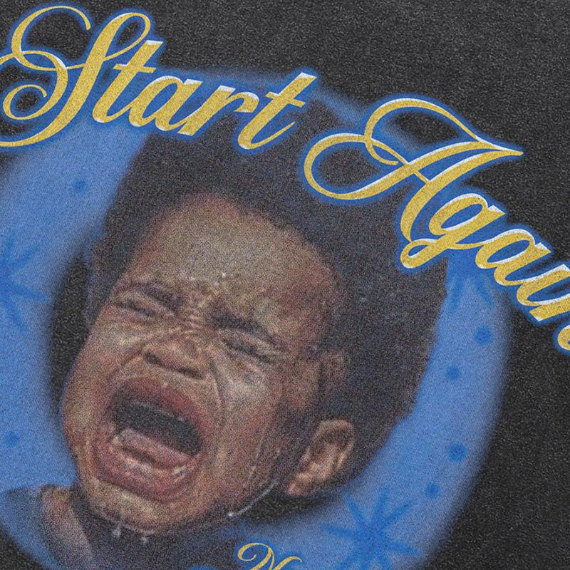 Уличная футболка с рисунком «Плачущий мальчик», хлопковая промытая черная футболка, топы унисекс, футболки, летняя футболка с короткими рукавами