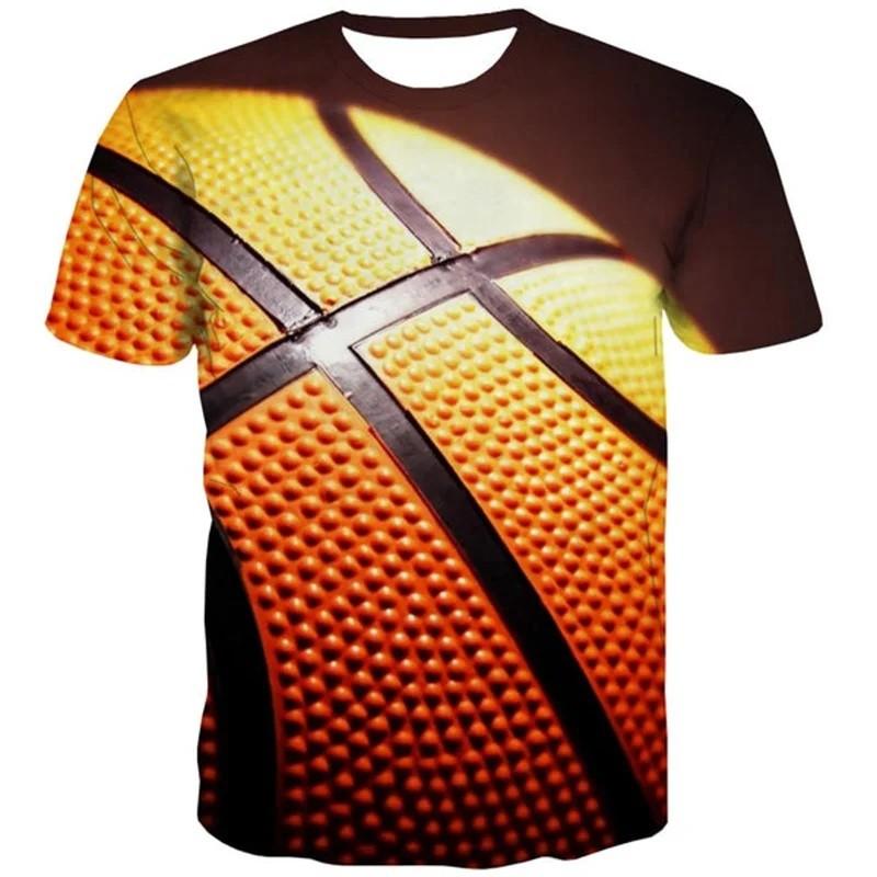 Basketball‑Hoop 3D Print T‑shirt Kids Round Neck Short Sleeve Loose Fit Sports Play Daily Outdoor Top