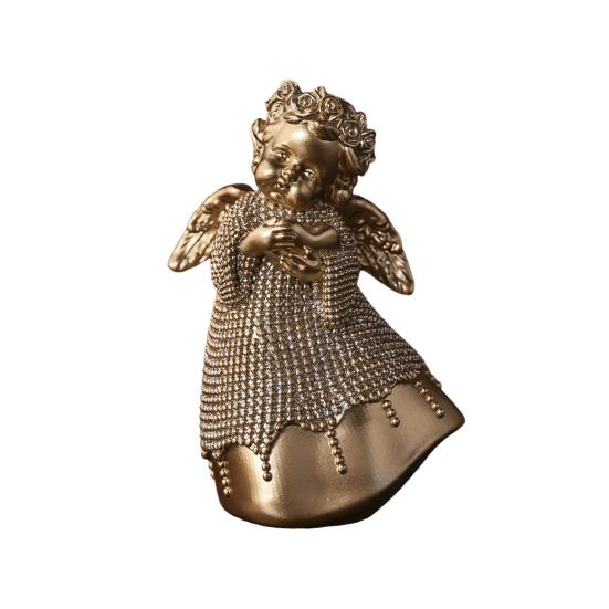 Resin Angel Statue Hug Heart Candlestick Shape Ornament Angel Sculpture Comfortable Feel Angel Ornament