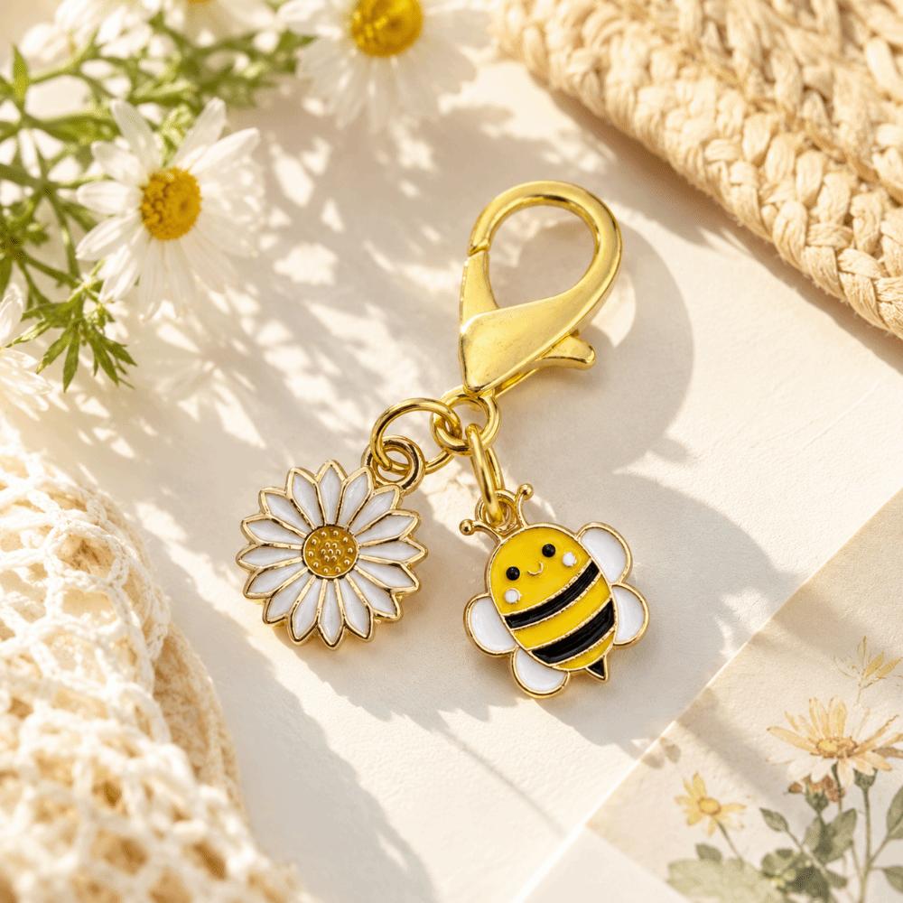 Ornaments Bee Flower Pendant Oil Dripping Bag Hanging Bee Keychain Bag Key Decor