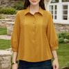 Женская повседневная блузка с отложным воротником и рукавами 3/4