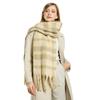 Wool Blended Simple Square Grid Scarf Women's Autumn and Winter Soft Warm Shawl Scarf Maillard