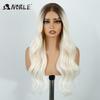 Noble Synthetic Lace Front Wigs For Women 26 Inch Long Wavy Ombre Blonde White Highlight Pre Plucked Pre-Cut Cosplay Lace Wigs