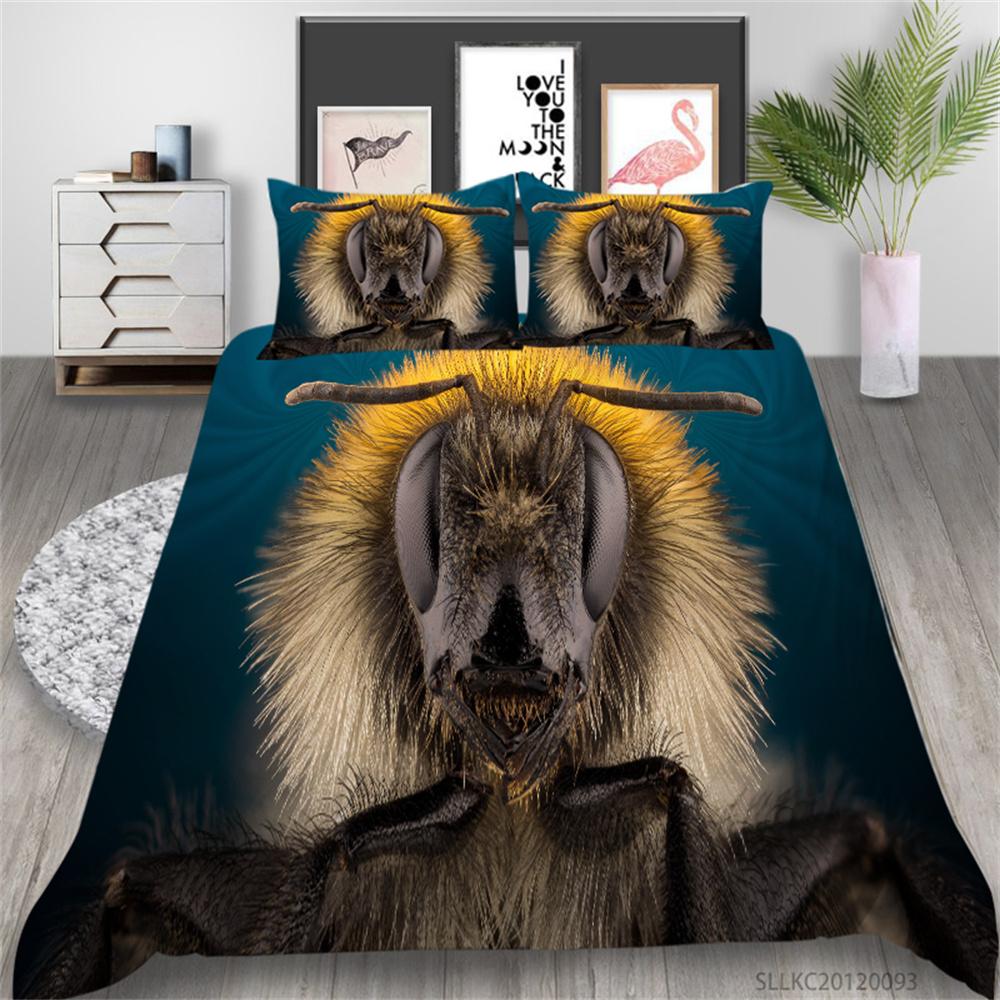 2/3pcs Bedding Set Breathable Comforter Duvet Cover Set 3D Bee Unique Design Microfiber Comfortable Bed Suit