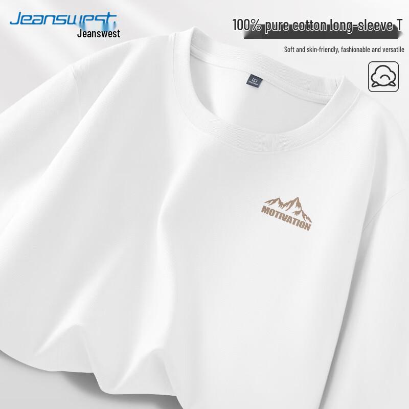 Мужская футболка Jeanswest из чистого хлопка свободного кроя с длинным рукавом
