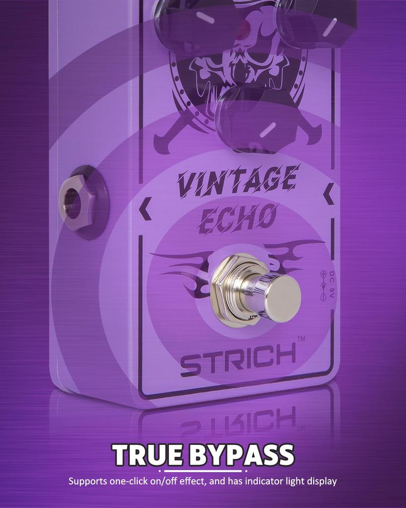 STRICH VINTAGE ECHO Delay Guitar True Bypass Analog Delay Pedal for Vintage Electric Purple Pedal, Guitars,