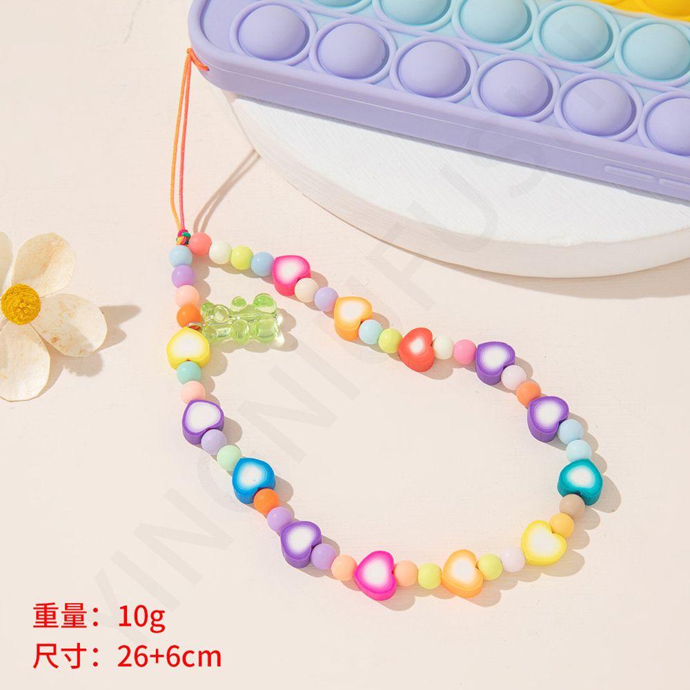 Beaded Mobile Phone Chain Cell Phone Lanyard Soft Pottery Rope Clay Beaded Mobile Phone Straps
