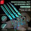 Fenice Высококачественный набор из 7.0/7.5 дюймов JP440C Флуоресцентно-зеленых ножниц для груминга животных Режущие&Изогнутые&Филировочные для грумера собак
