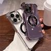 Luxury Plating Transparent For Magsafe Magnetic Case For iPhone 14 13 12 11 Pro Max 14Pro Shockproof Corners Clear Acrylic Cover