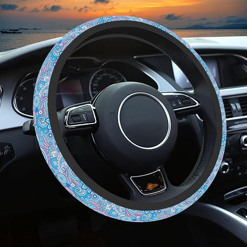 Чехол на руль автомобиля с полевыми цветами, Цветочный автомобильный аксессуар для разных автомобилей, Милый чехол-протектор на руль с цветочным принтом для женщин, Для руля