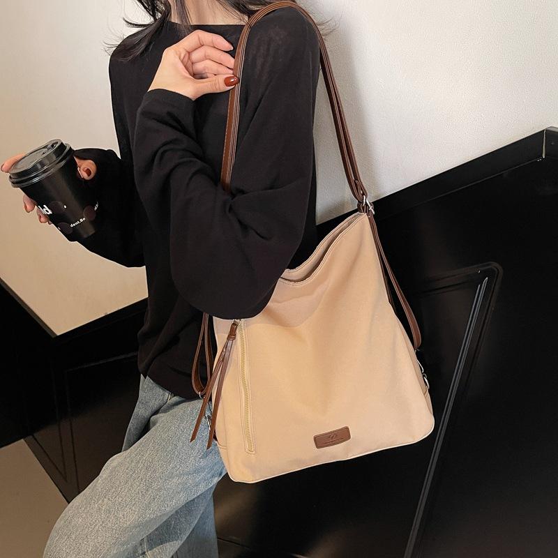 Student Class Canvas Bag Women's 2025 New Spring Large-capacity Backpack Commuter Shoulder Underarm Tote Bag