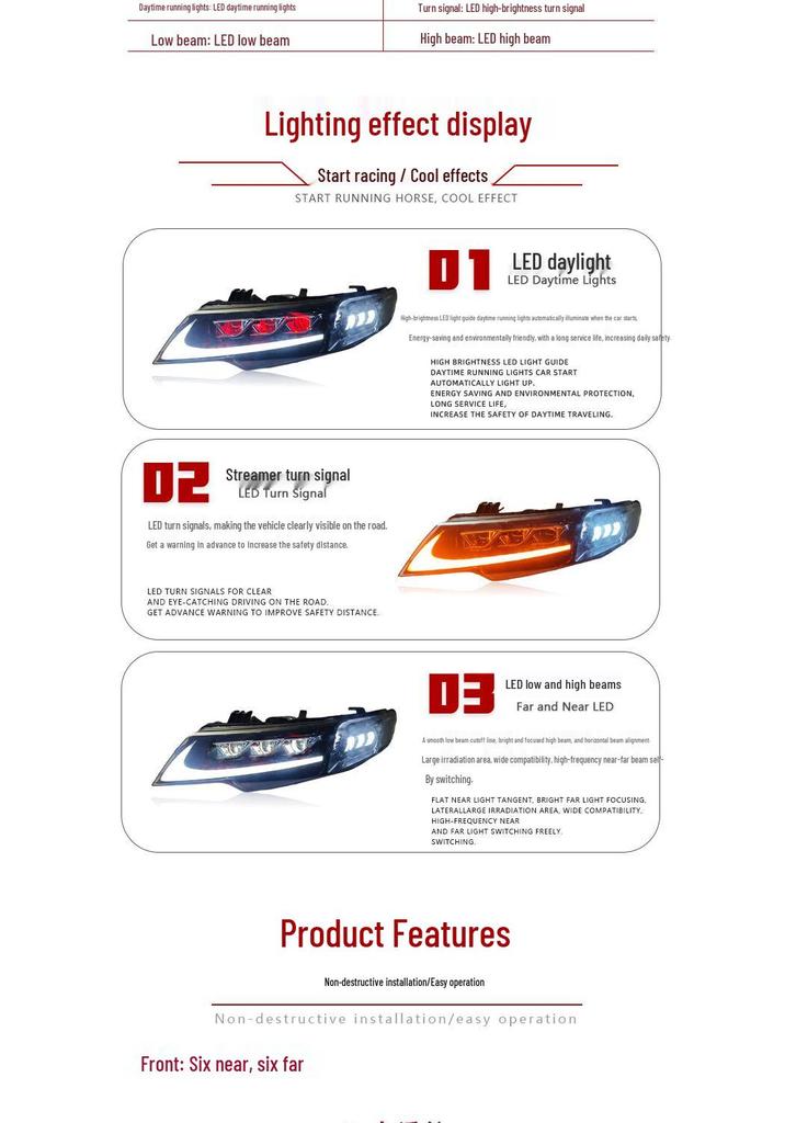 09-13 Светодиодная проекторная сборка фар Kia Forte с дневными ходовыми огнями и динамическими поворотниками