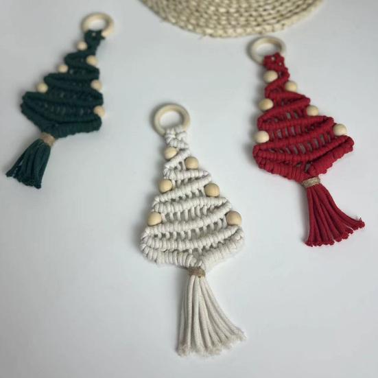 Подвеска из хлопковой веревки ручной работы в форме рождественской елки, плетеное настенное украшение для праздничного дома, торгового центра, бара, декора