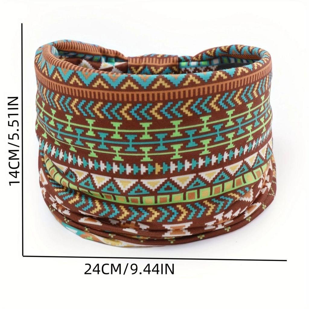 Женская богемная повязка для йоги с узором «кешью» - Впитывающая пот, эластичный хлопковый аксессуар для волос