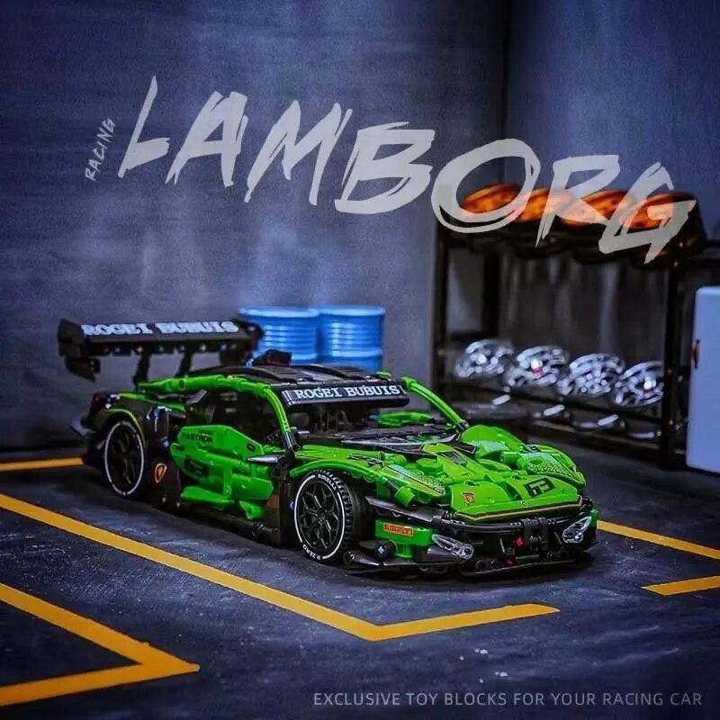 Технический зеленый суперскоростной спортивный автомобиль Lamborghini, 1644 шт., строительные блоки, знаменитый автомобиль, сборные кирпичи, игрушки для взрослых