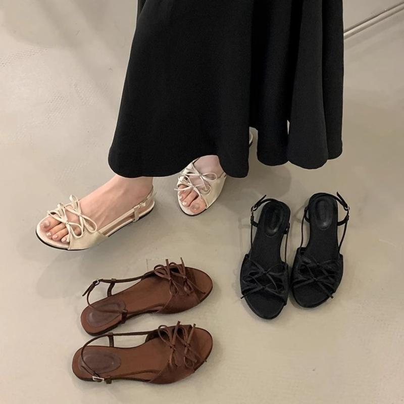Fashion Summer Open Toe Flats Women Sandals Fashion Butterfly-knot Dress Singbacks Shoes Women's Evening Party Sandalias