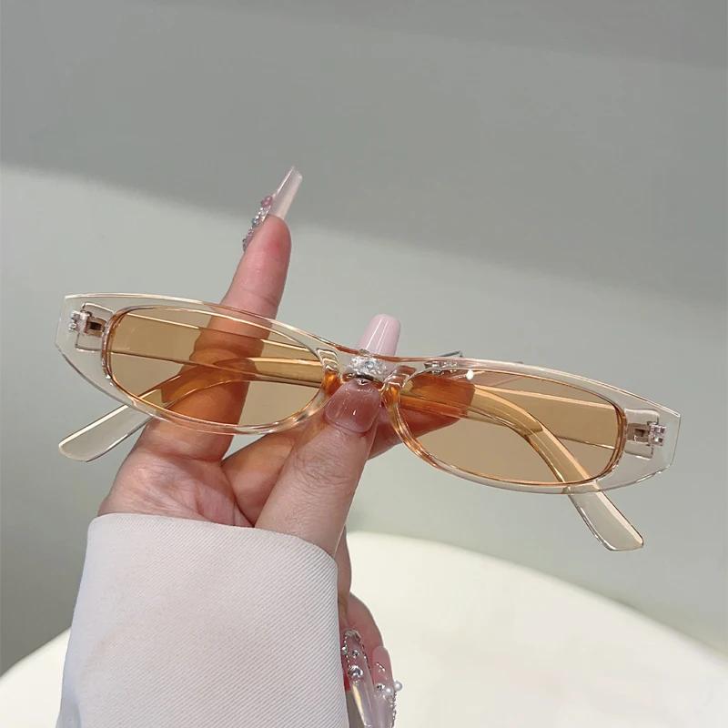 Узкие овальные солнцезащитные очки женские Новая мода Уличный декор Оттенки Трендовый дизайн Роскошный бренд Отпуск Повседневные солнцезащитные очки