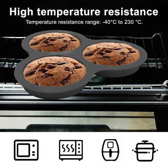 Silicone Cake Mold for Air Fryer 3 Cup Jumbo Round Muffin Top Pans BPA-Free Omelette Baking Mold for Egg Cakes Muffins Tarts Pancakes