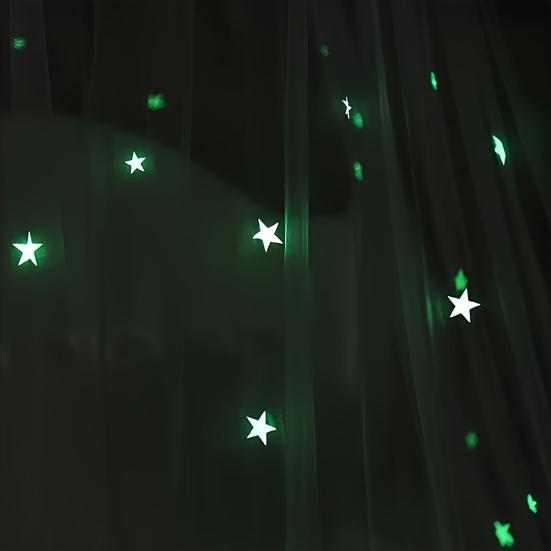 Балдахин для кровати с флуоресцентными звездами, дышащая москитная сетка, детская комната, круглая верхняя часть, детская кроватка, палатка, хозяйственные принадлежности