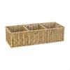Woven Basket Organizer Rustic Storage Rectangular Box with 3 Compartments for Cupboards Sundries