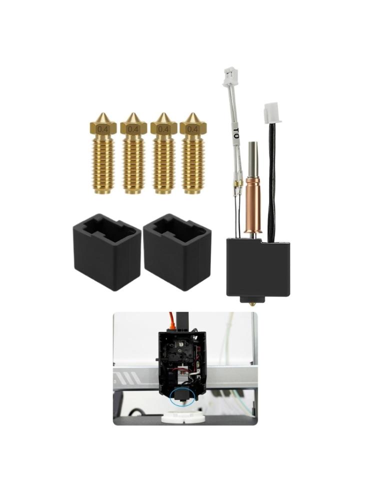Hotend Assembly Heat End Kit For 3D Printer Includes Heating Block, Rod, And Thermistor 0.4 Printhead