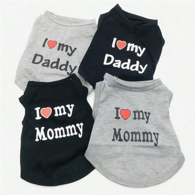 Dog Vest I Love My Mommy Daddy Puppy T-Shirt Summer Sleeveless Pet Clothing for Small Medium Dogs Cats Apparel