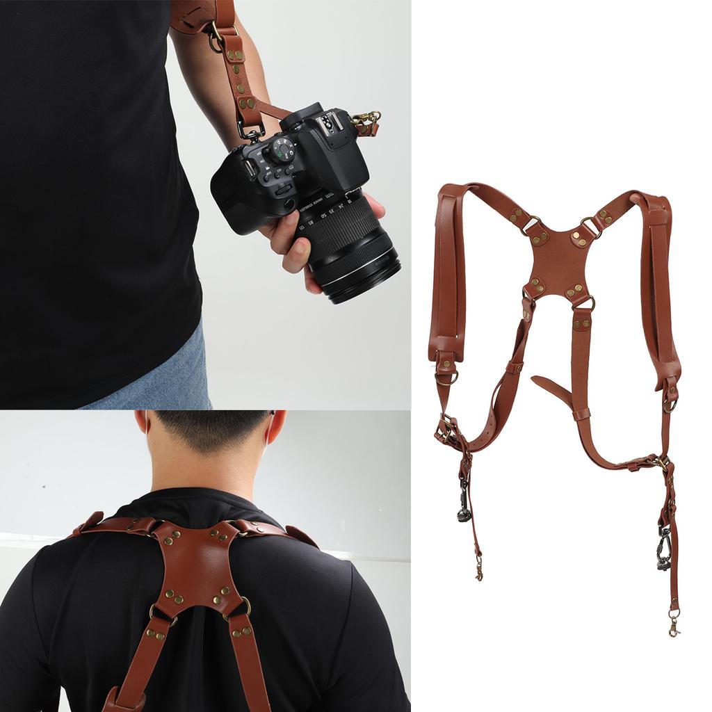 Ремень для камеры с двумя плечами, регулируемый кожаный, быстросъемный, для использования на открытом воздухе