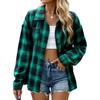 Autumn Winter Thick Long Shirts Lapel Long Sleeve Pocket Button Checkered Shirt Casual Plaid Blouse Jacket Top for Women