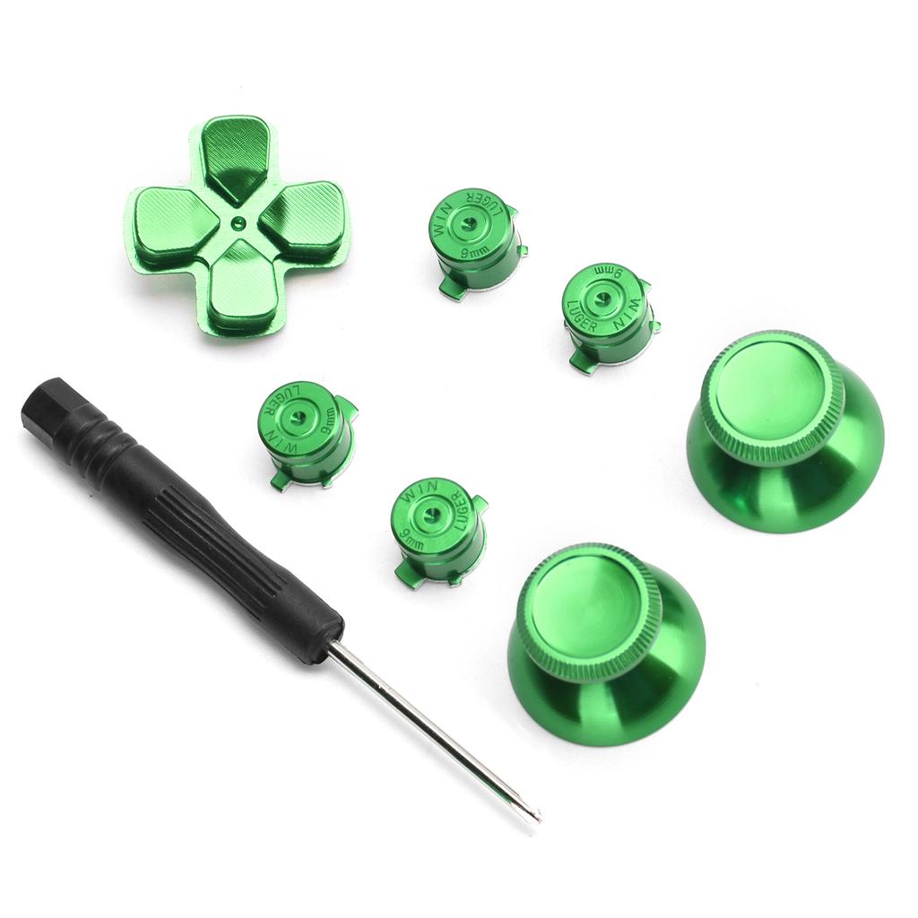 Game Controller Aluminum Alloy Buttons Thumb Stick Set Replacement Parts for PS4Green